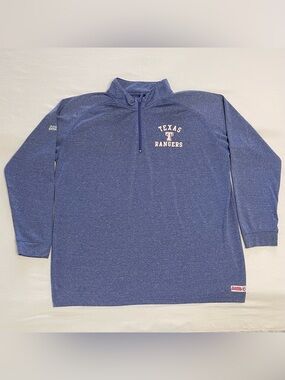Stitches Men’s Texas Rangers Heather Navy Blue Quarter-Zip Pullover
